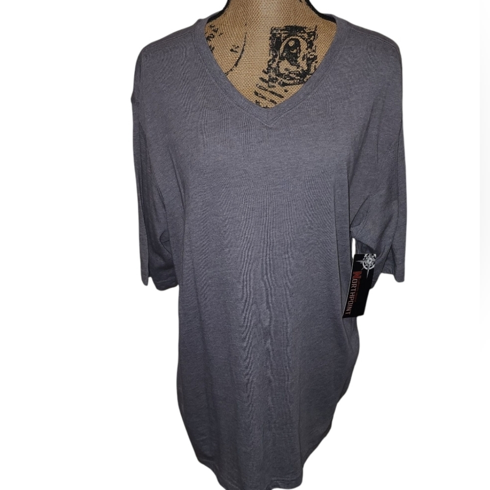 Northpoint Men's LARGE Gray V-Neck Short Sleeve T-shirt Athleisure Cozycore NWT